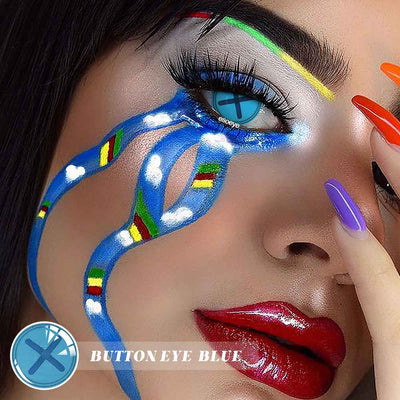 Button Eye Blue Halloween Contact Lenses Yearly